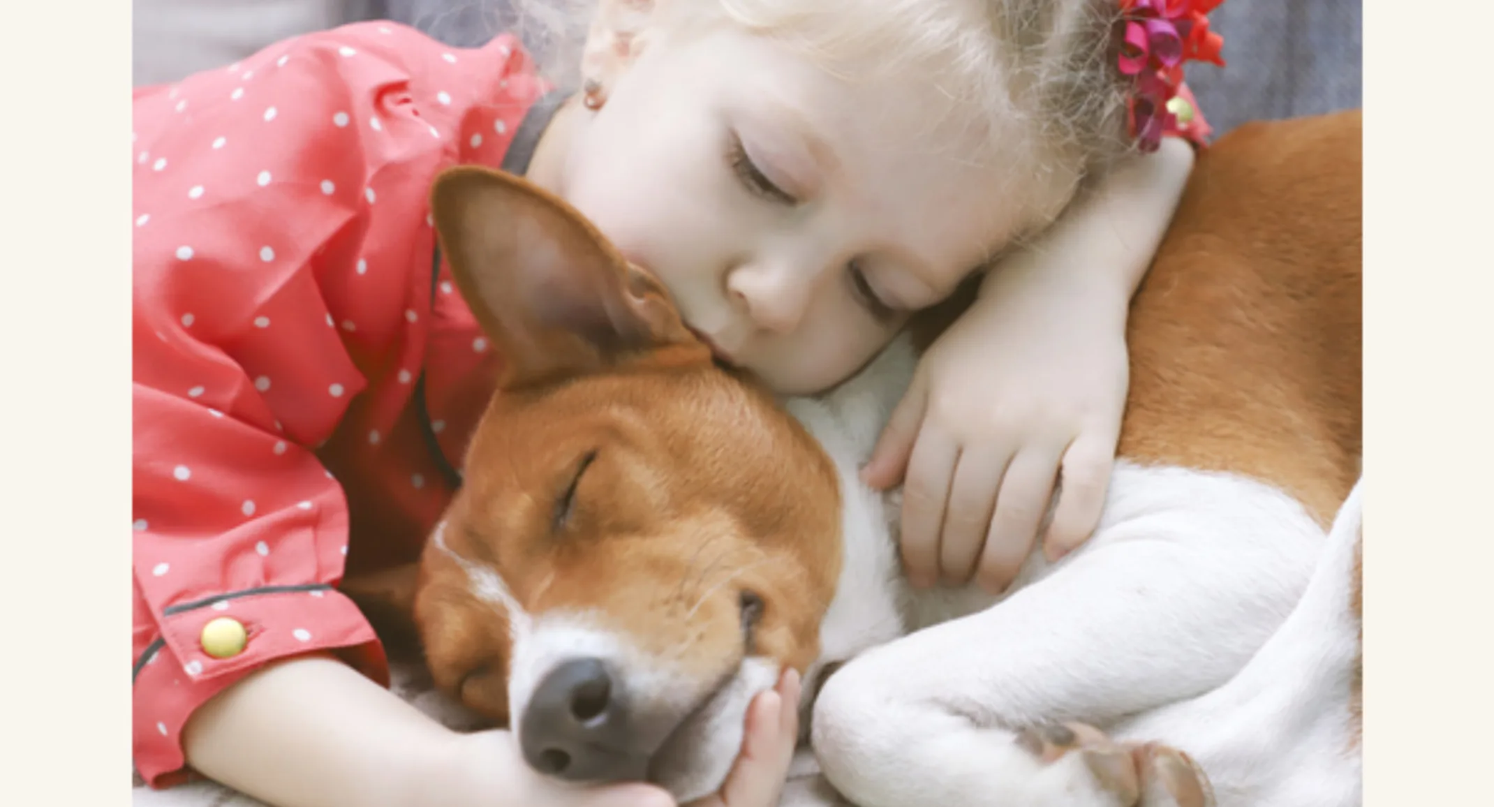 Girl Sleeping with a White/Brown Dog
